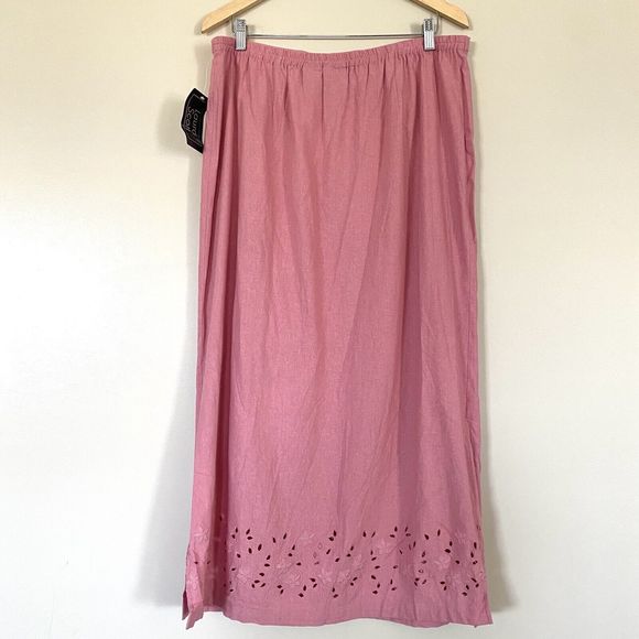 Laura Scott Women’s Linen Blend Embroidered Hem Skirt Size 18 Brand New - Picture 2 of 12